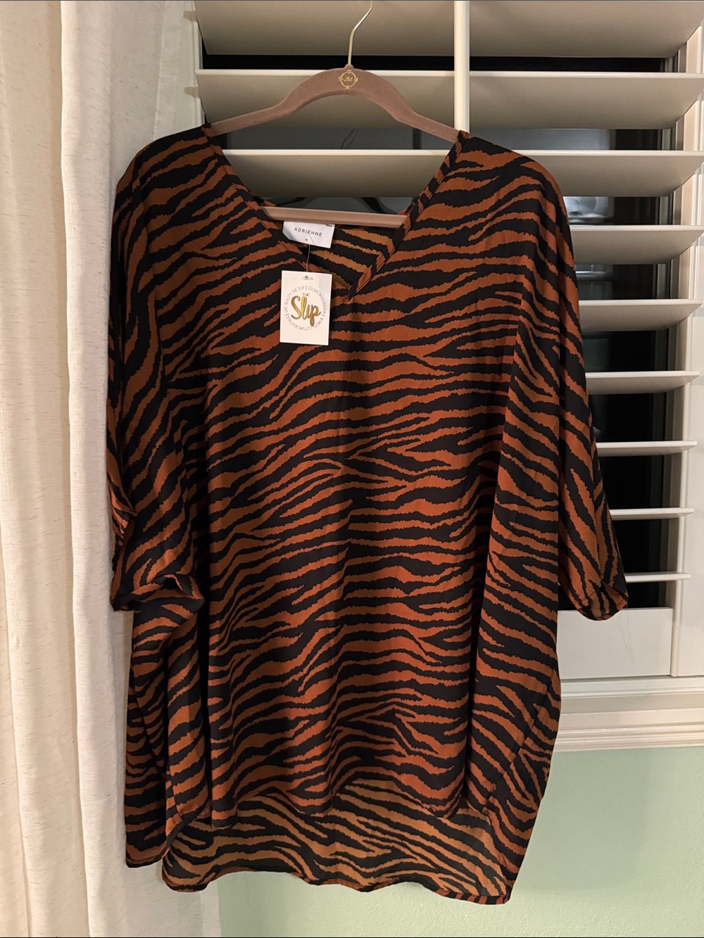 Adrienne Brown & Black Tiger-Print V-Neck Tunic
